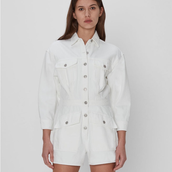 7 For All Mankind Surplus White Denim Romper
